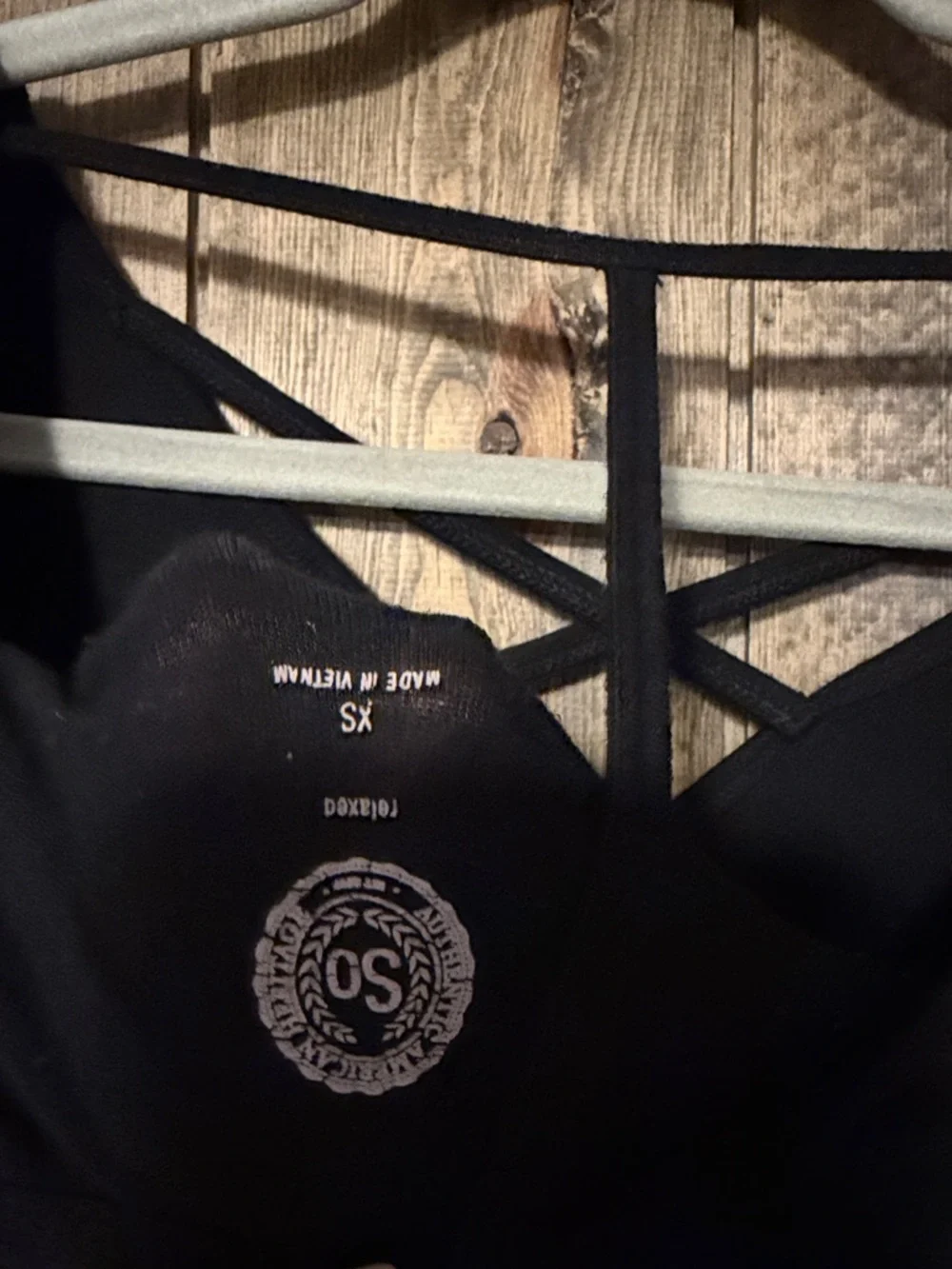 SO Black Short Sleeve V-Neck Tee with Crisscross - Picture 3 of 3